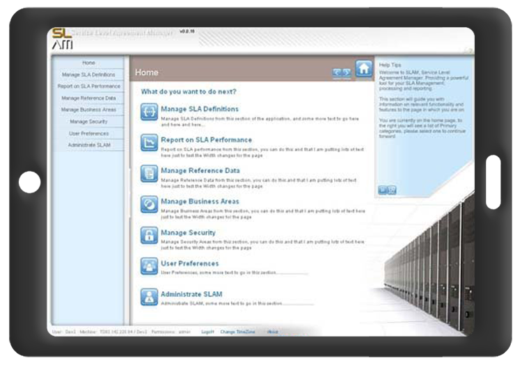 landscape view tablet application